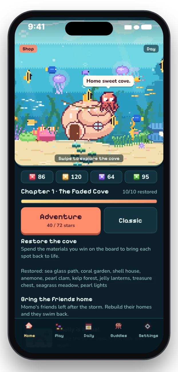 Coral Cove running on a phone