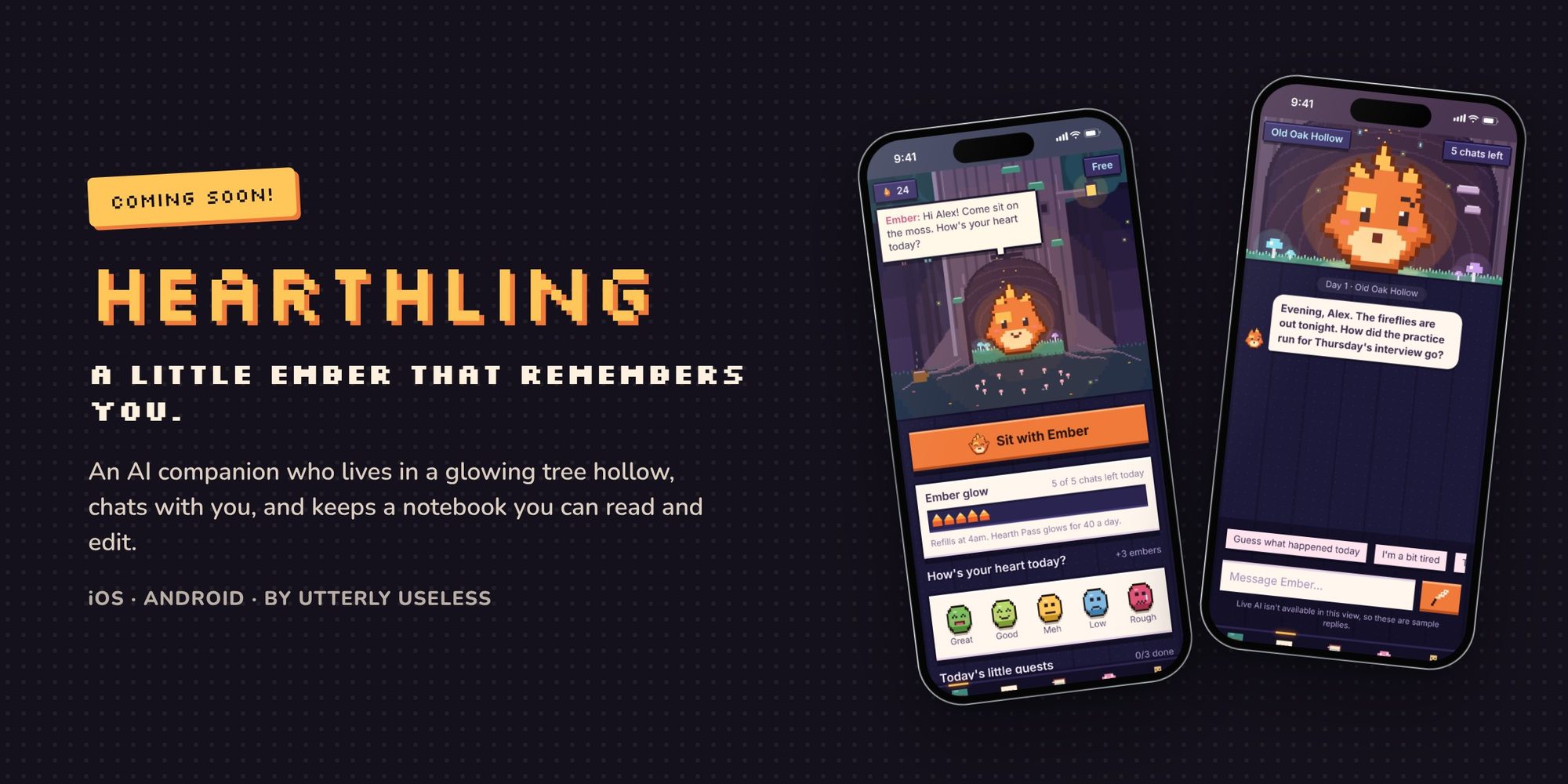 Hearthling banner with app screens