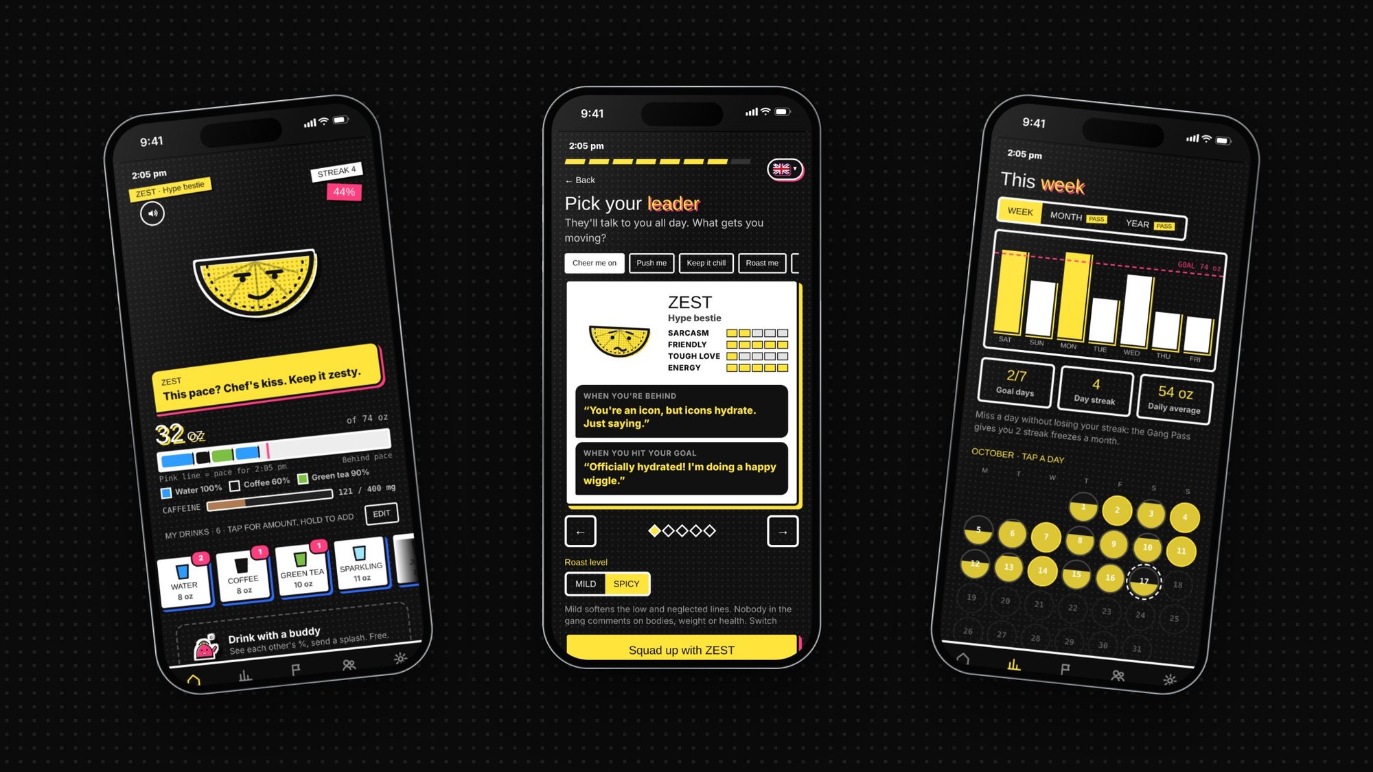 Three Hydro Gang app screens
