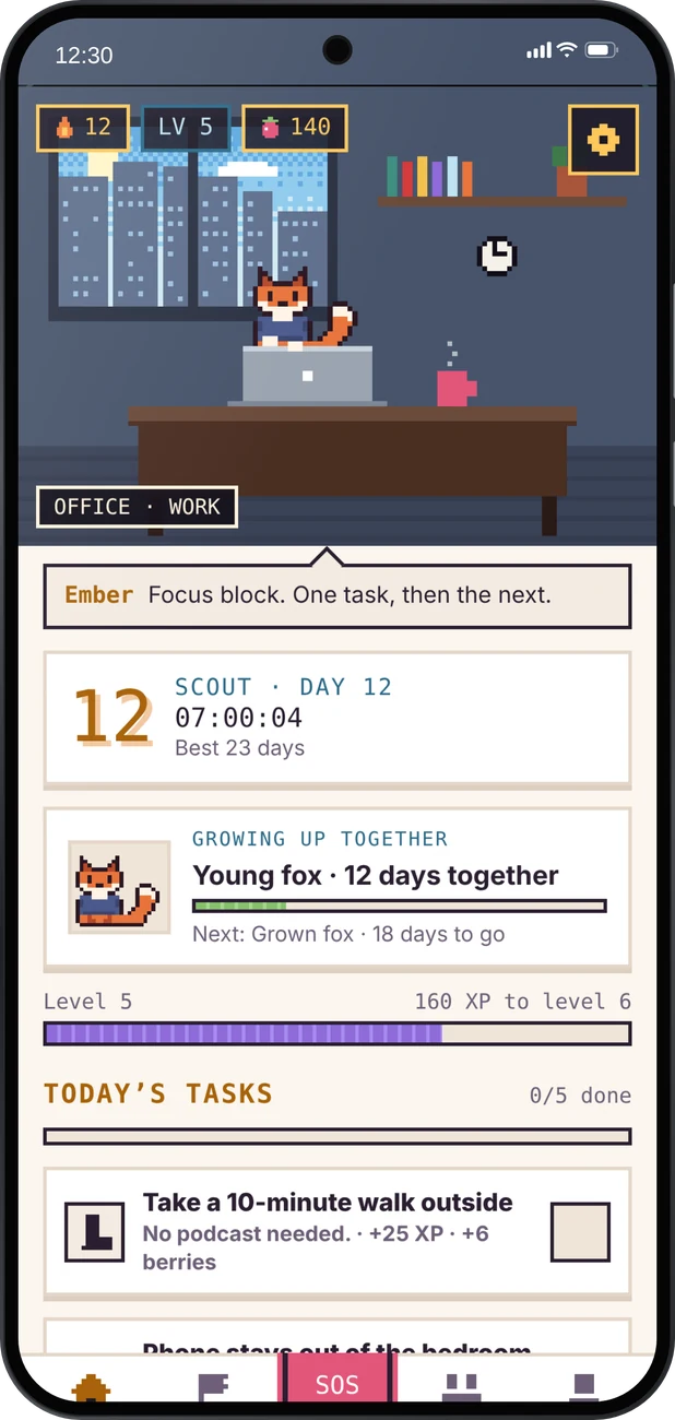 Outfox running on a phone