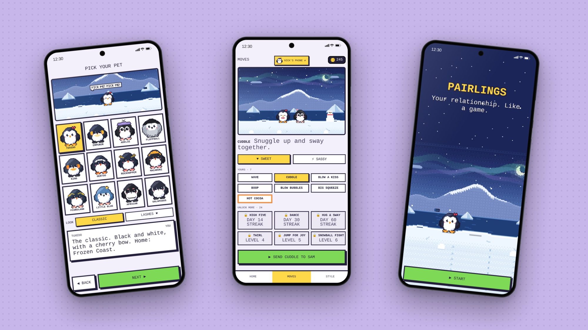 Three Pairlings app screens